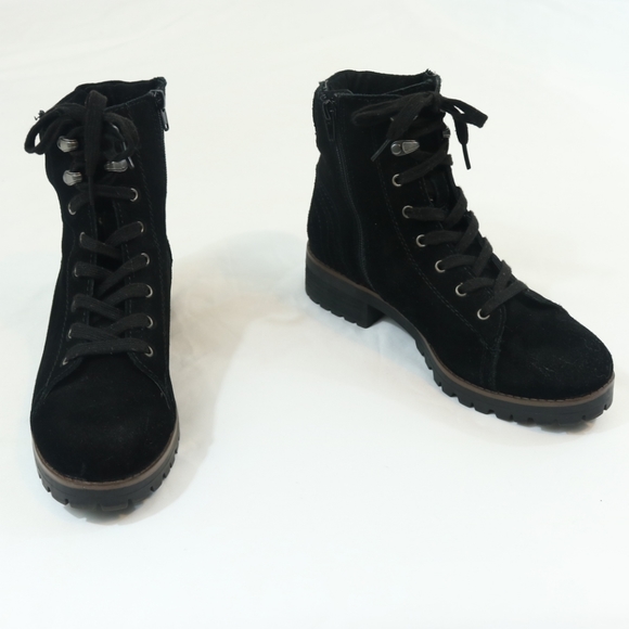Crown Vintage Black Suede Leather Otter Combat Boots - Picture 3 of 8